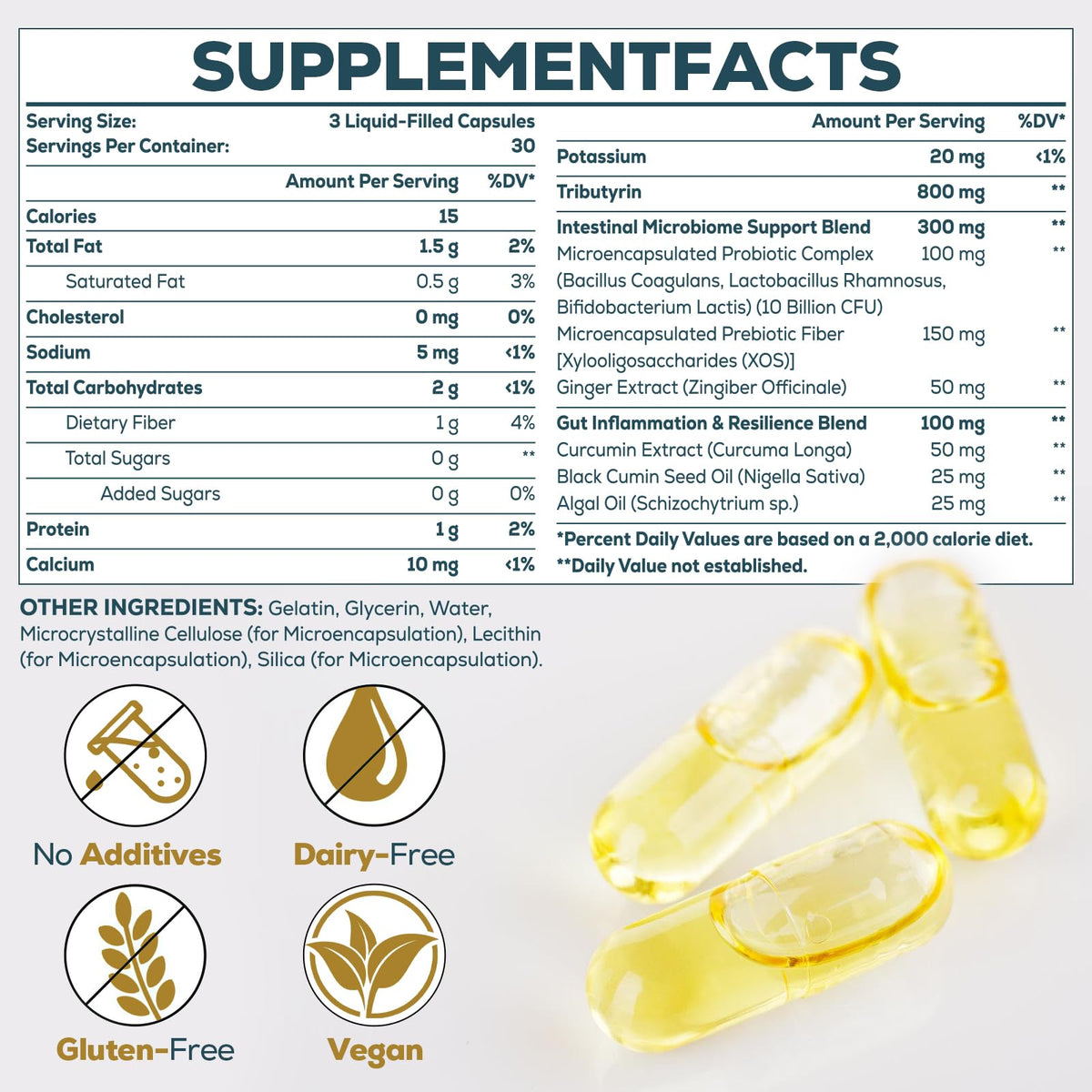 Quorinthiumax Complément Alimentaire Tributyrin 800mg capsules liquides