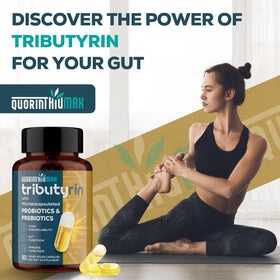 Quorinthiumax Complément Alimentaire Tributyrin 800mg sur une table en bois