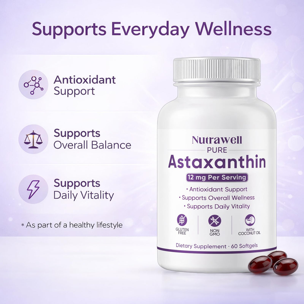 QUZOYU Astaxanthine 12mg gélules softgel avec emballage