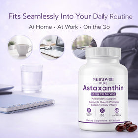 QUZOYU Astaxanthine 12mg gélules softgel avec huile de coco