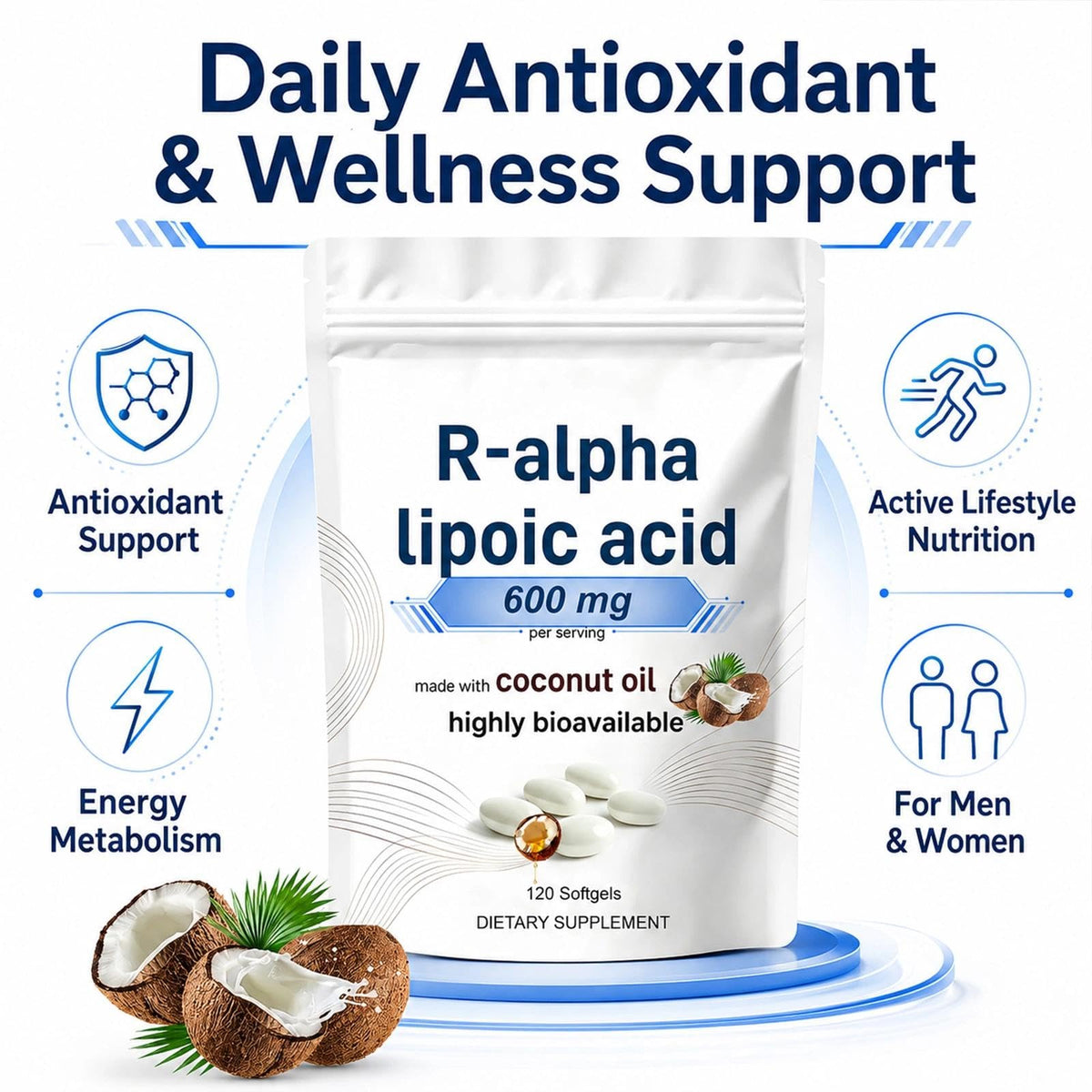 QVG Acide R-Alpha Lipoïque, gélules dans une main