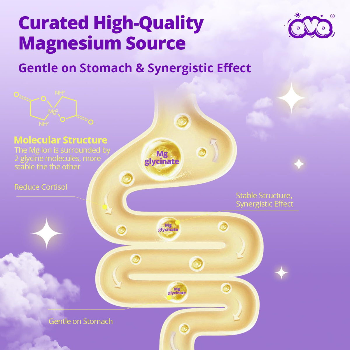 QVQ Magnésium Bisglycinate capsules avec étiquette détaillée