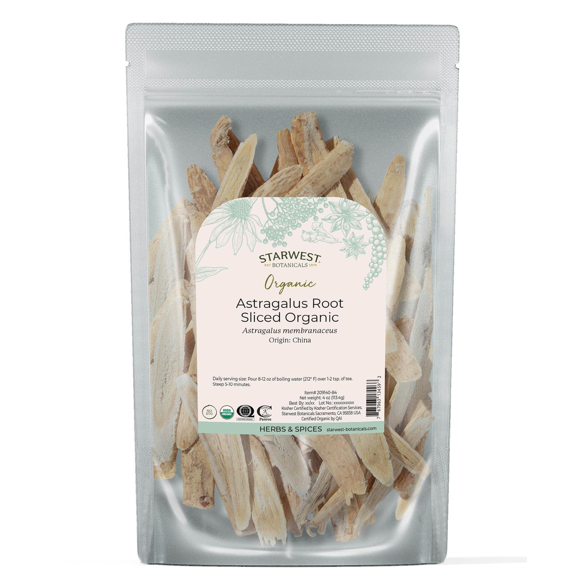 Racine d'Astragale Bio Starwest Botanicals sachet de 132g
