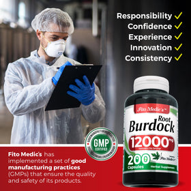 Racine de bardane bio FITO MEDIC'S avec informations nutritionnelles