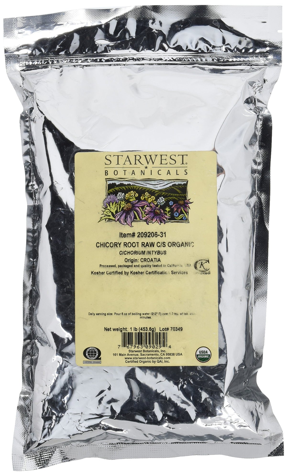 Racine de Chicorée Bio Starwest Botanicals 481g en sachet refermable