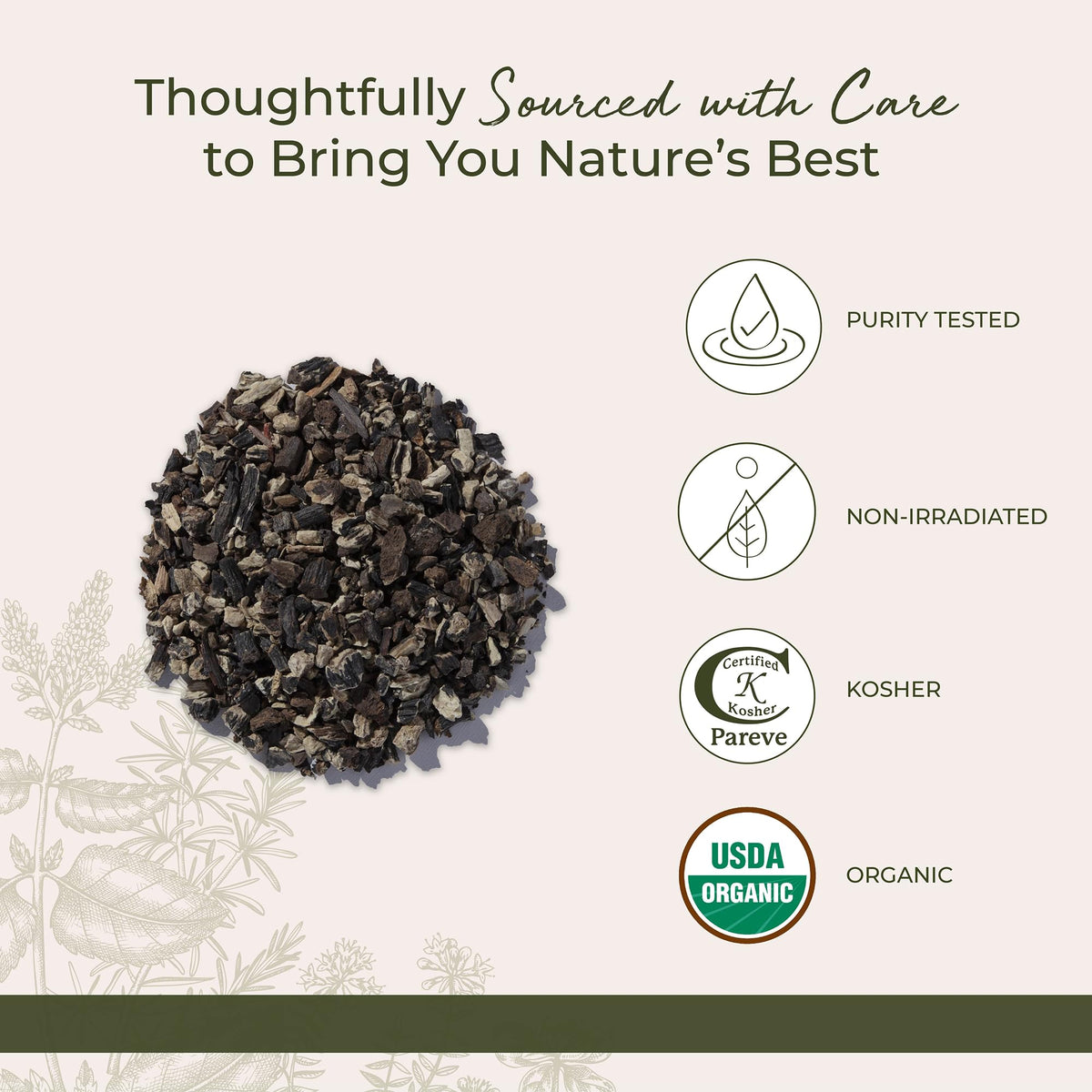 Racine de Consoude Bio Starwest Botanicals 481g sur fond blanc