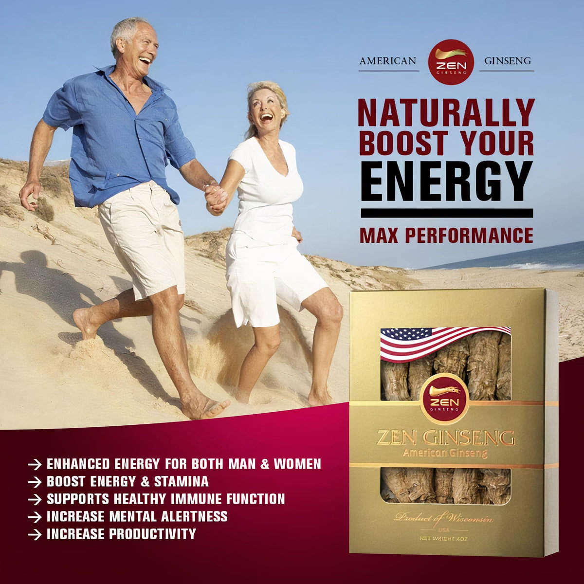 Racine de ginseng Zen Ginseng sur fond blanc