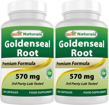 Racine de Goldenseal 570 mg Best Naturals flacon de 100 capsules