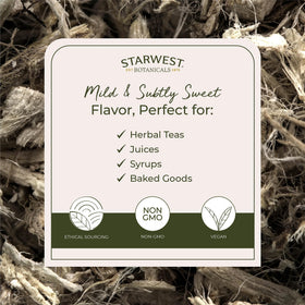 Racine de guimauve bio Starwest Botanicals sur un fond naturel