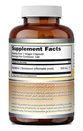 Racine de pissenlit en gélules Amazing Nutrition sur une table