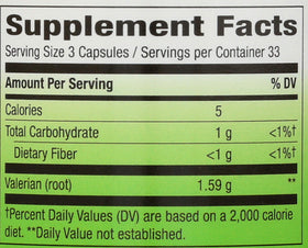 Racine de valériane Nature's Way 100 capsules sur une table