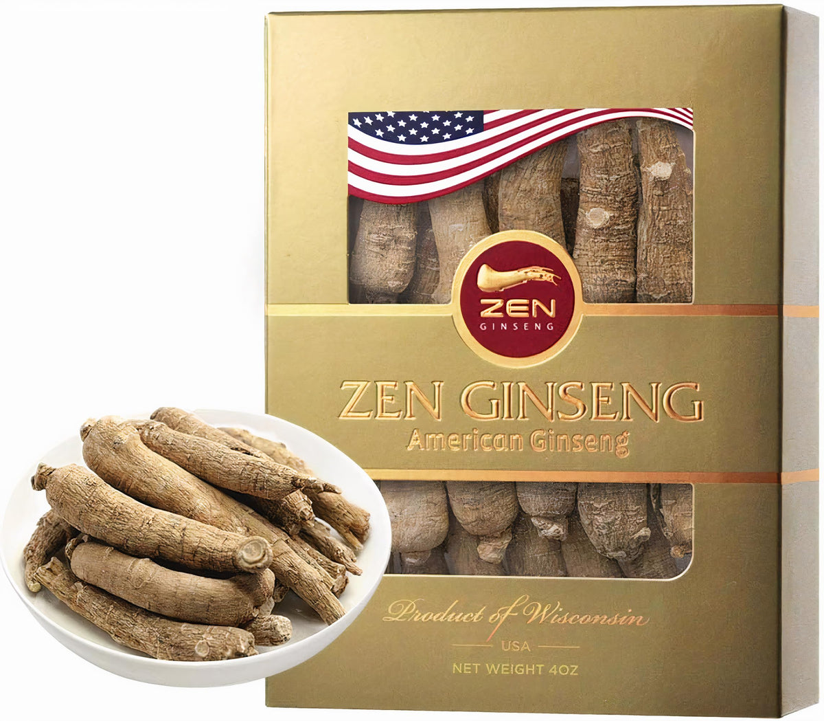 Racines de ginseng américain jumbo Zen Ginseng vue de face