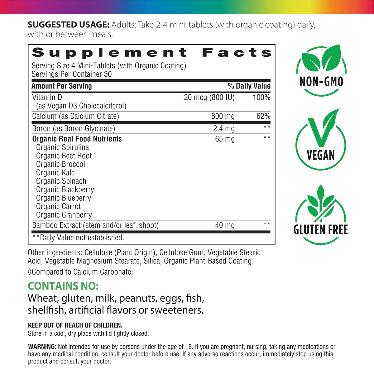 Rainbow Light Calcium Citrate 120 mini-tablettes emballage