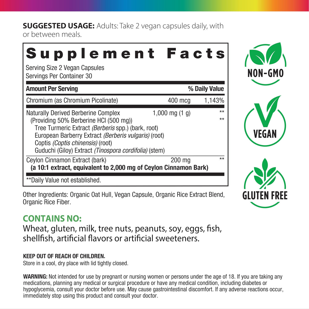 Rainbow Light Complément Alimentaire Berbérine 60 Capsules avec étiquetage