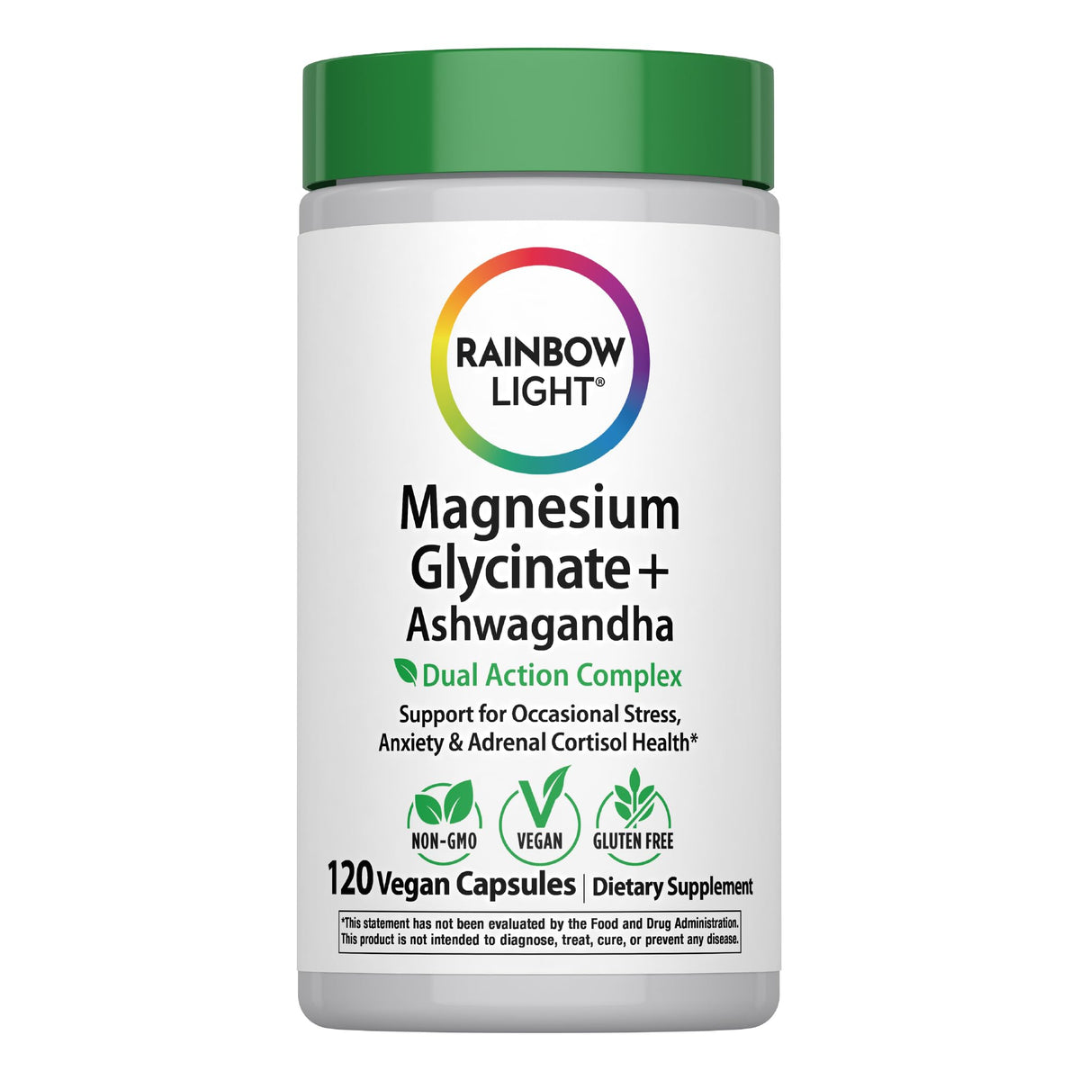 Rainbow Light Magnésium Glycinate 120 mg 120 capsules, vue de face