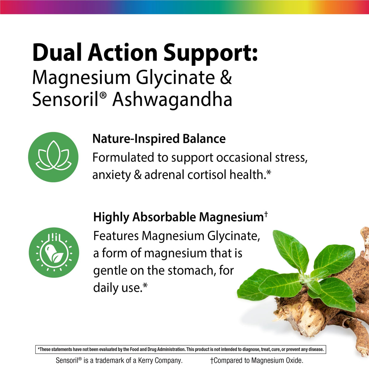 Rainbow Light Magnésium Glycinate 120 mg, emballage de côté