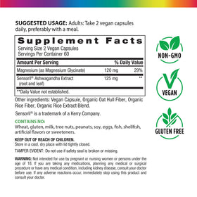 Rainbow Light Magnésium Glycinate 120 mg, étiquette des ingrédients