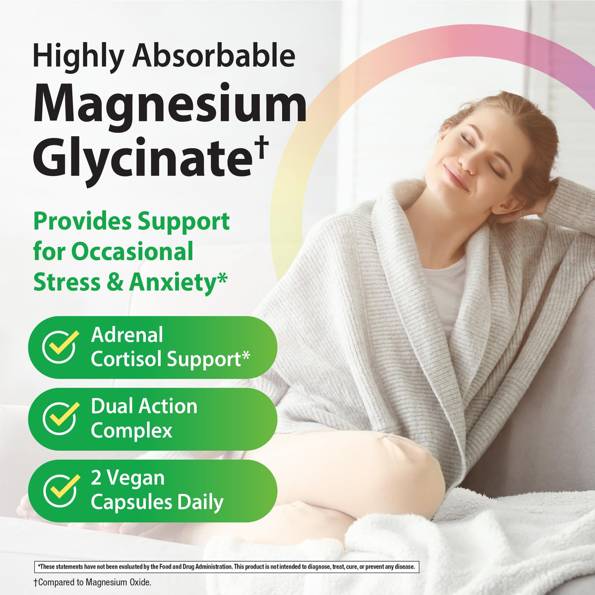 Rainbow Light Magnésium Glycinate 120 mg, gélules avec des plantes en arrière-plan