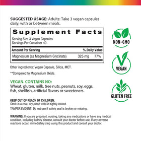 Rainbow Light Magnésium Glycinate 325 mg 120 capsules vue arrière