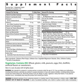 Rainbow Light Multivitamin One+ Femme, étiquette avec ingrédients
