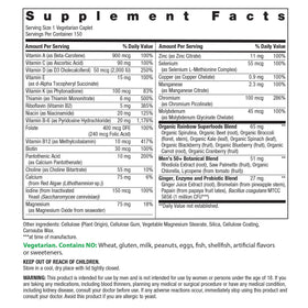 Rainbow Light Multivitamine Homme 50+ 150 comprimés végétariens, vue arrière