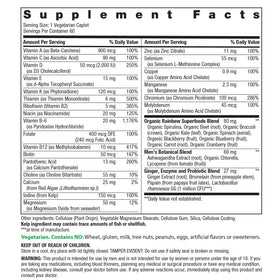 Rainbow Light Multivitamine Homme One+ emballage et comprimés
