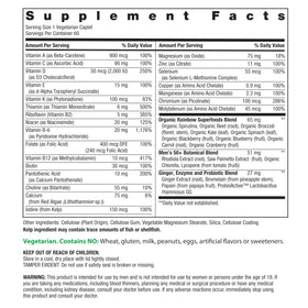 Rainbow Light Multivitamine One 50+ emballage avec informations nutritionnelles