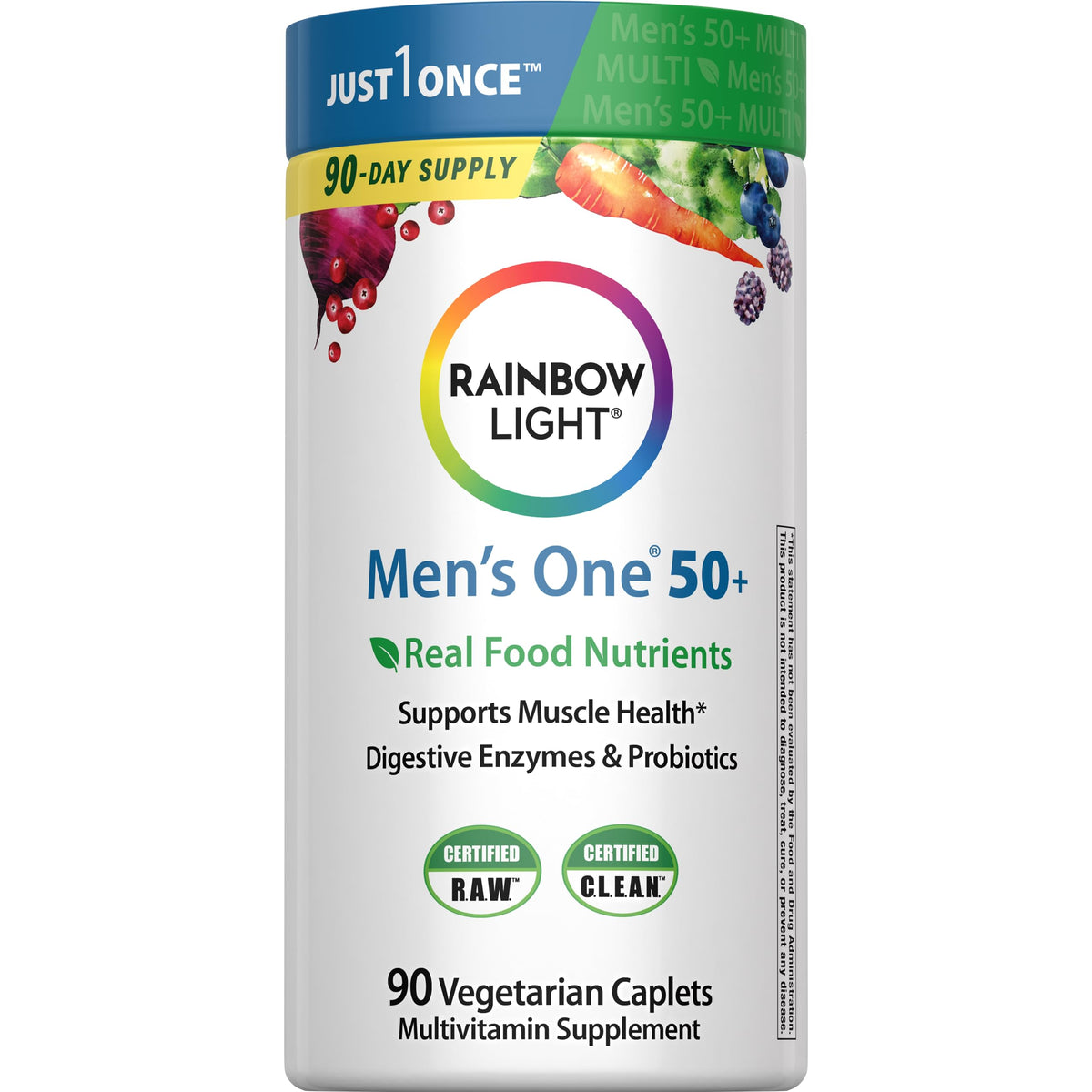 Rainbow Light Multivitamine pour Hommes 50+ 90 comprimés, vue avant