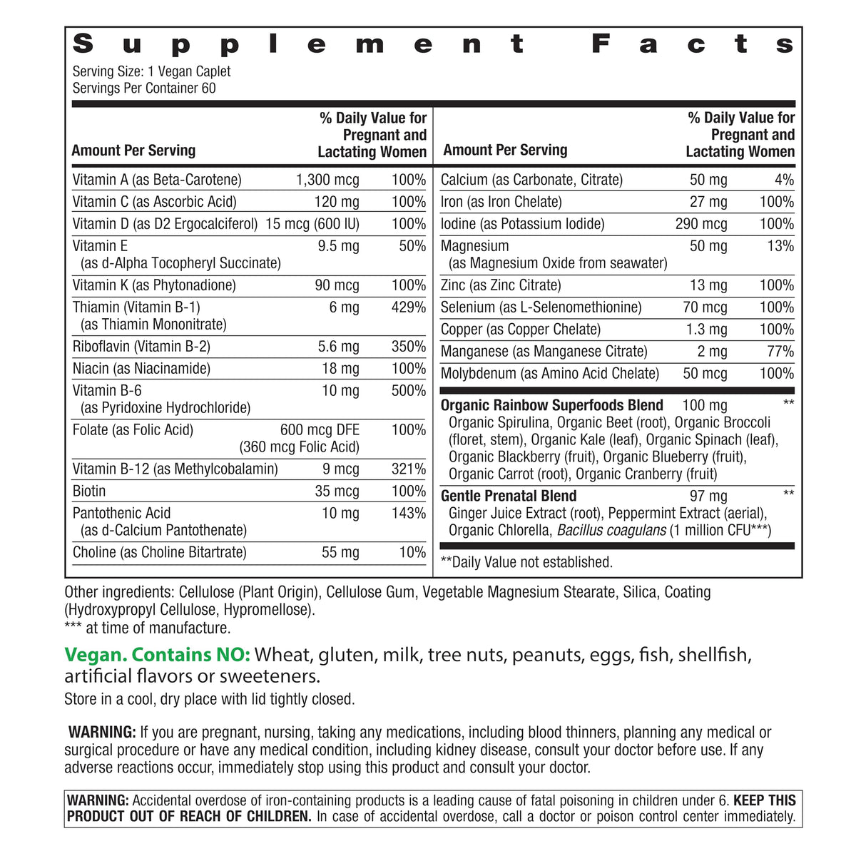 Rainbow Light Multivitamine Prénatale One+ 60 comprimés emballage