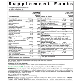 Rainbow Light Multivitamines Postnatales 120 capsules vue arrière