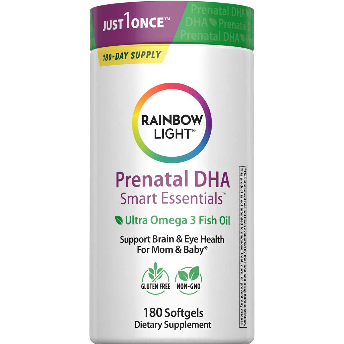 Rainbow Light Vitamines DHA Prénatales 180 gélules molles, vue de face