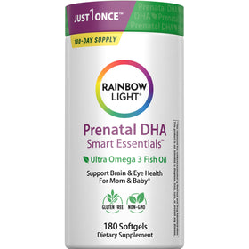 Rainbow Light Vitamines DHA Prénatales 180 gélules molles, vue de face