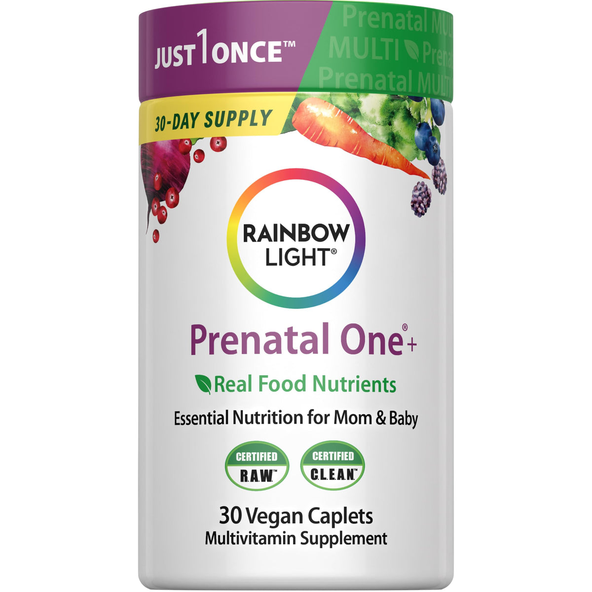 Rainbow Light Vitamines Prénatales 30 Caplets, vue avant