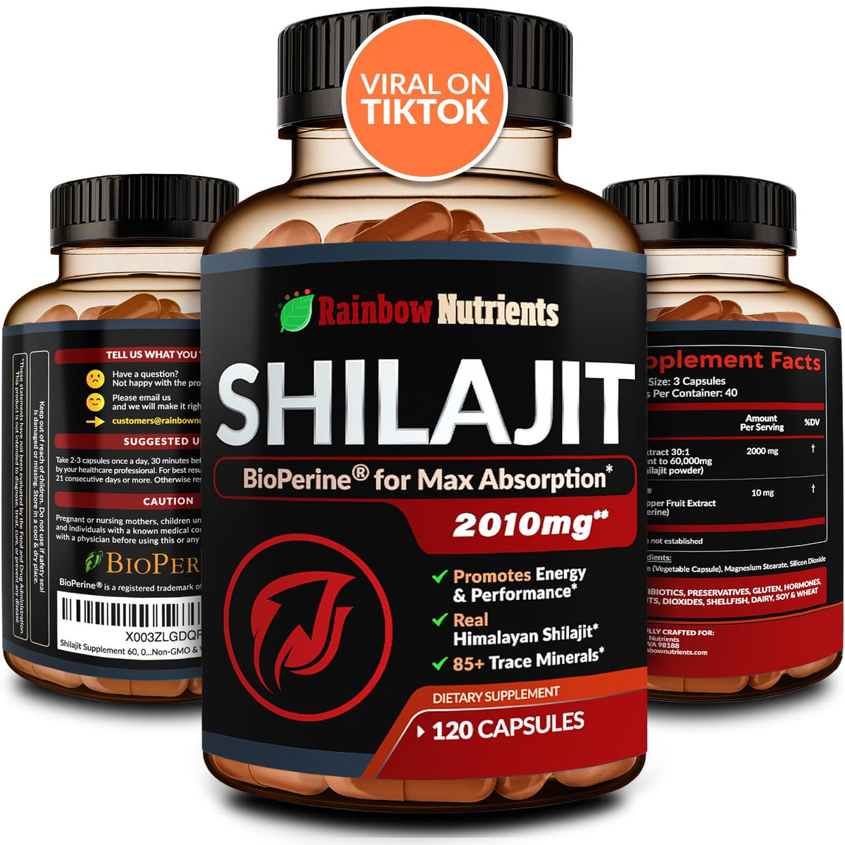 Rainbow Nutrients Shilajit 30:1 120 capsules vue de face