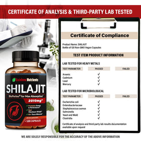Rainbow Nutrients Shilajit 30:1 capsules avec d'autres compléments alimentaires