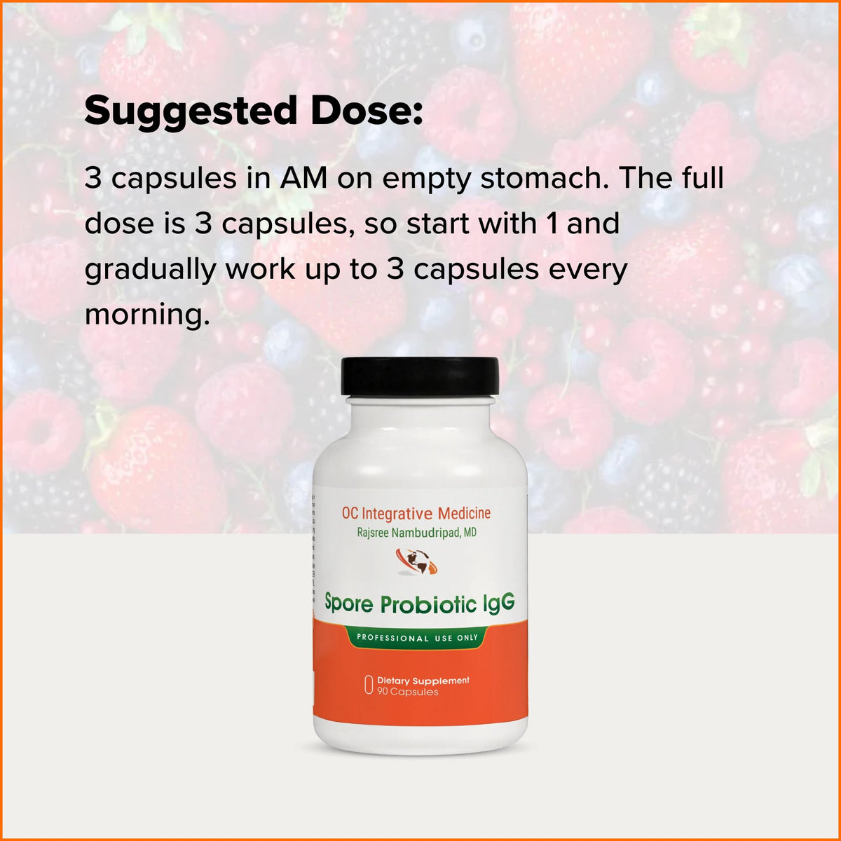 Rajsree Spore Probiotic IgG capsules en gros plan