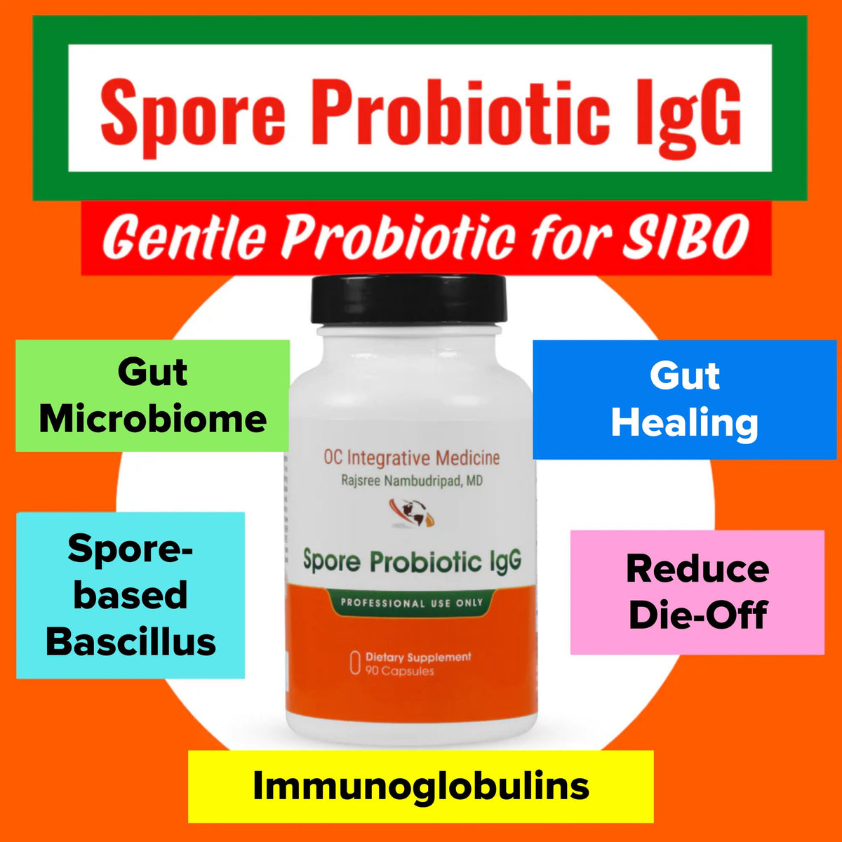 Rajsree Spore Probiotic IgG flacon avec capsules