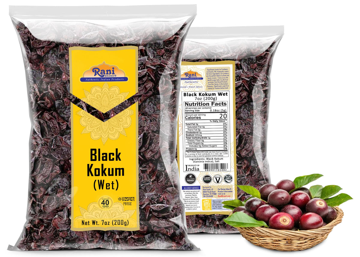 Rani Black Kokum 200g à côté d'autres épices Rani
