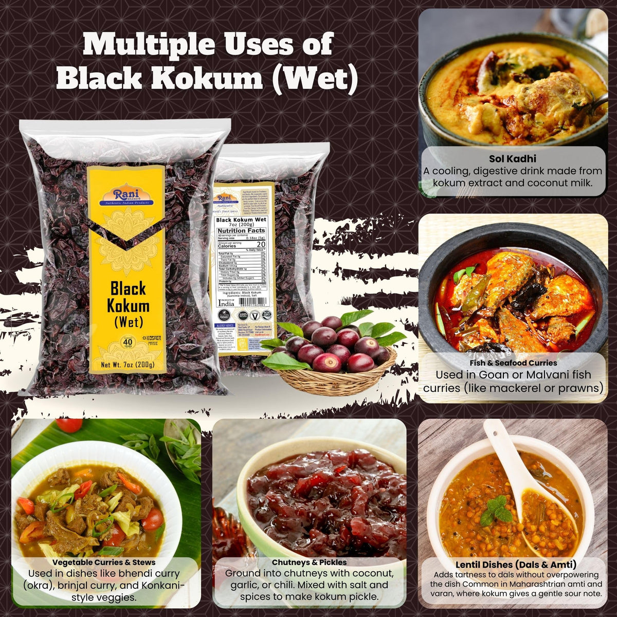 Rani Black Kokum 200g utilisé dans un plat indien