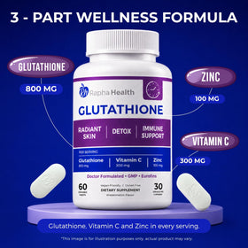 RAPHA HEALTH Complément Alimentaire Glutathion 100g avec Vitamine C et Zinc