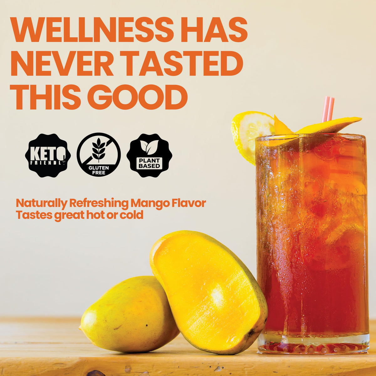 Rapid Fire Slim Tea sachets saveur mangue, présentation sur une table