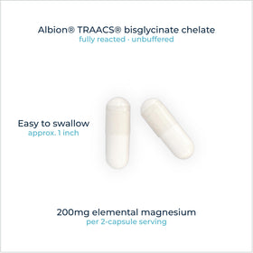 Rational Nutrition Magnésium Bisglycinate Chélate 200mg - flacon ouvert avec capsules