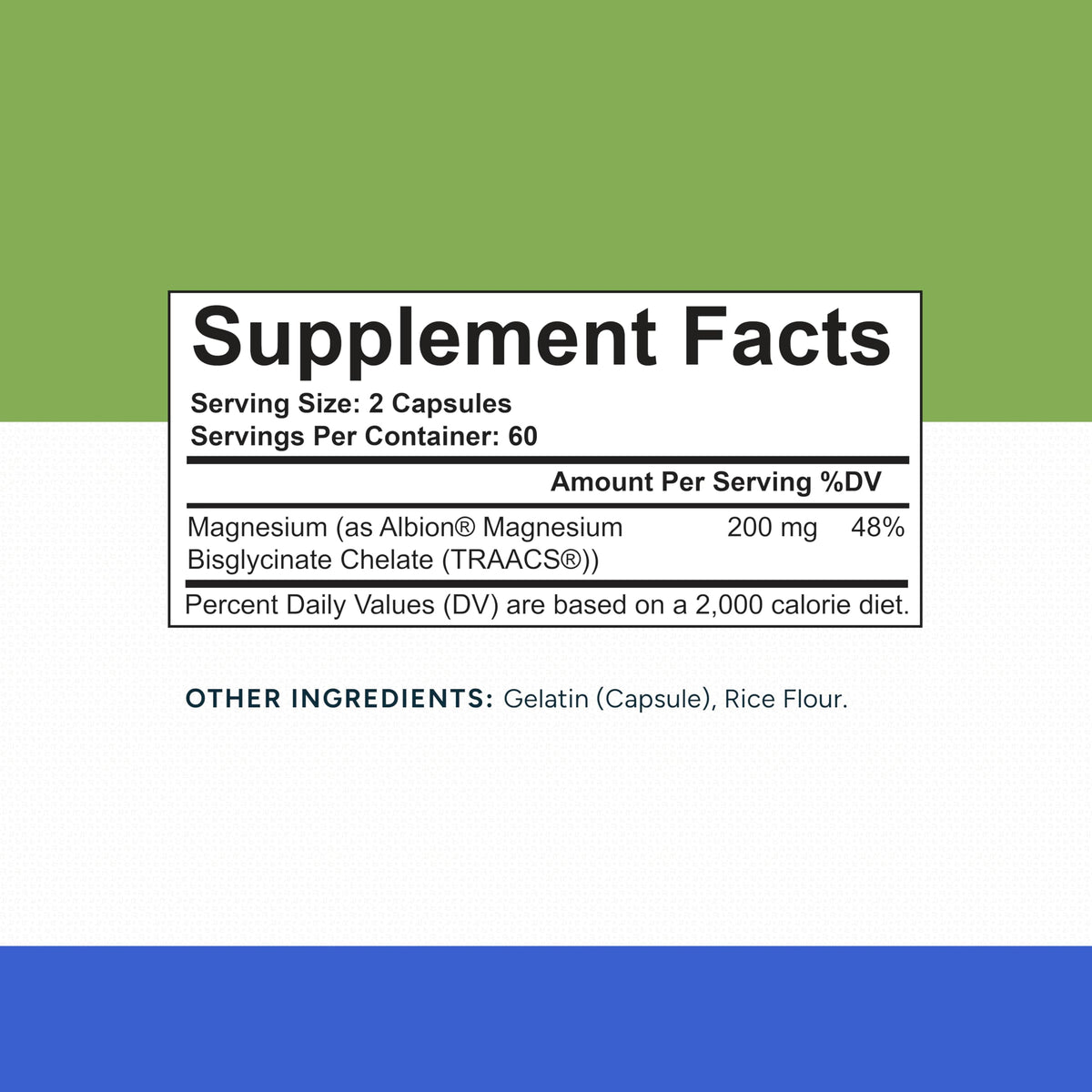 Rational Nutrition Magnésium Bisglycinate Chélate 200mg - vue de côté du flacon