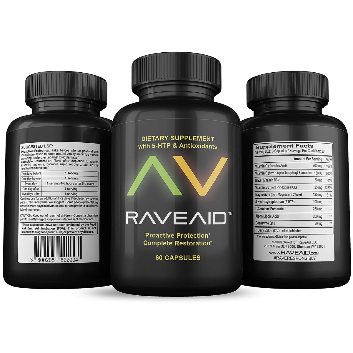 RaveAid Complément Alimentaire 60 Capsules - Vue de l'emballage avant