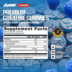 RAW Créatine Gummies Framboise Bleue 120 Gummies emballage
