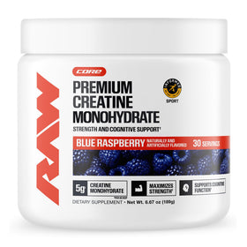 RAW Creatine Monohydrate Poudre Framboise Bleue 284g vue de face