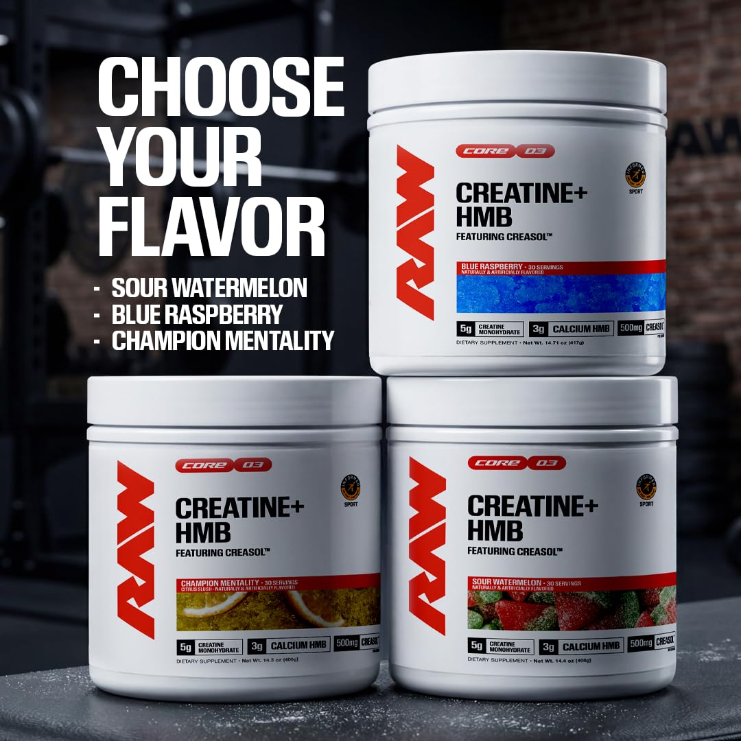 RAW Creatine Plus HMB en action avec des haltères