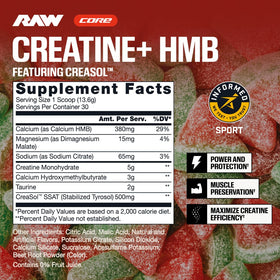 RAW Creatine Plus HMB Poudre 499g, vue de côté