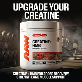 RAW Creatine Plus HMB Poudre Framboise Bleue 290g avec shaker