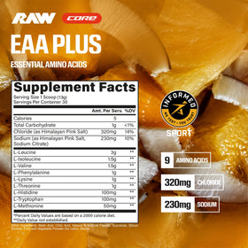 RAW EAA Plus poudre d'acides aminés 540g avec cuillère de dosage